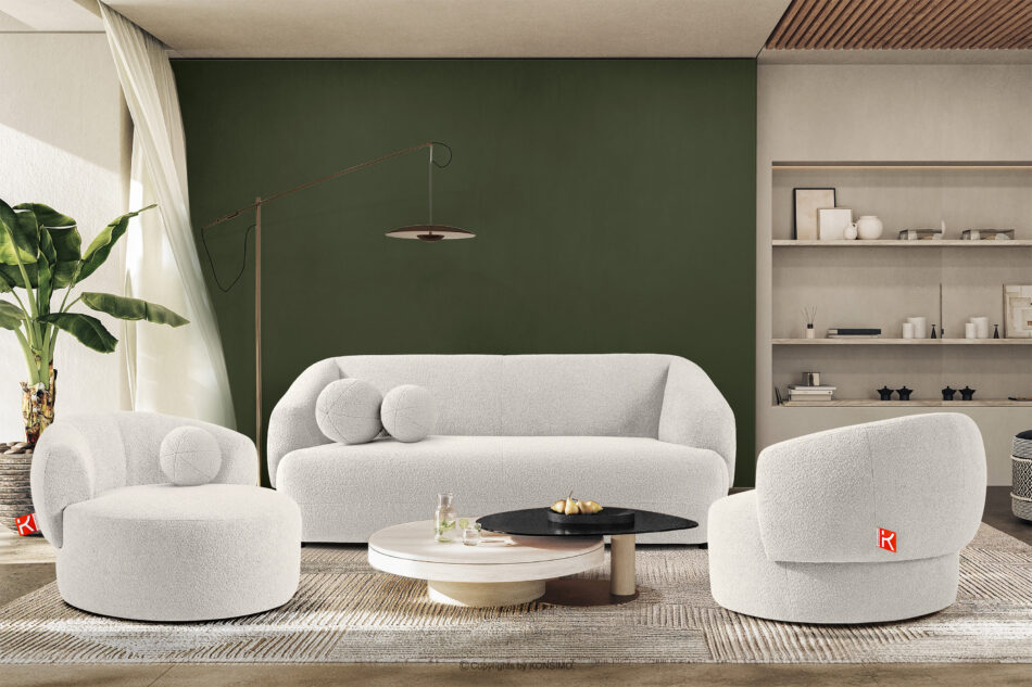 VIRA Fotel obrotowy boucle japandi biały biały - zdjęcie 11