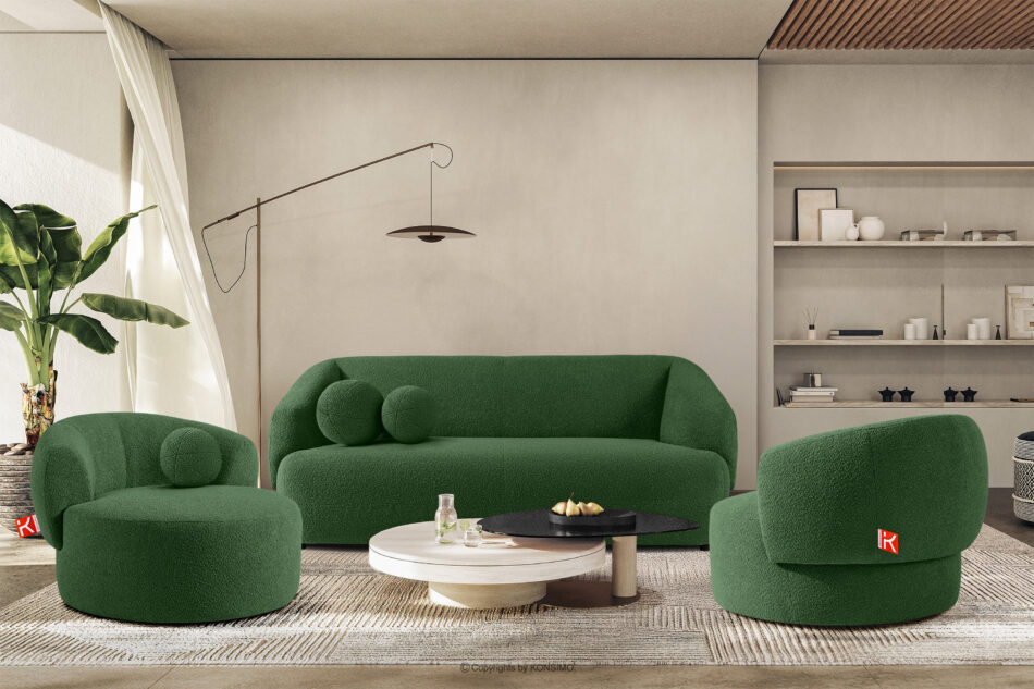 VIRA Fotel japandi boucle zielony zielony - zdjęcie 11