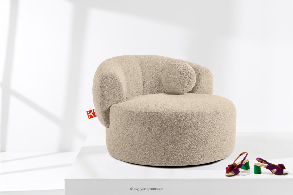 VIRA Fotel obrotowy boucle japandi jasny beżowy jasny beżowy - zdjęcie 1