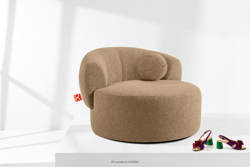 VIRA Fotel japandi boucle ciemny beżowy ciemny beżowy - zdjęcie 1