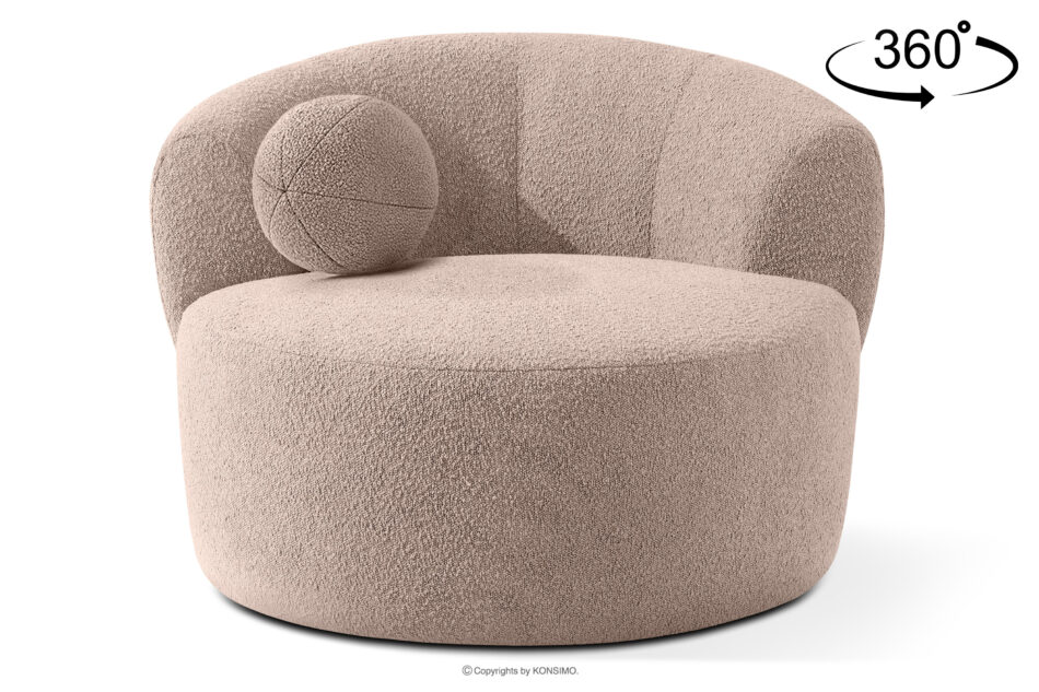 VIRA Fotel obrotowy boucle japandi różowy różowy - zdjęcie 0