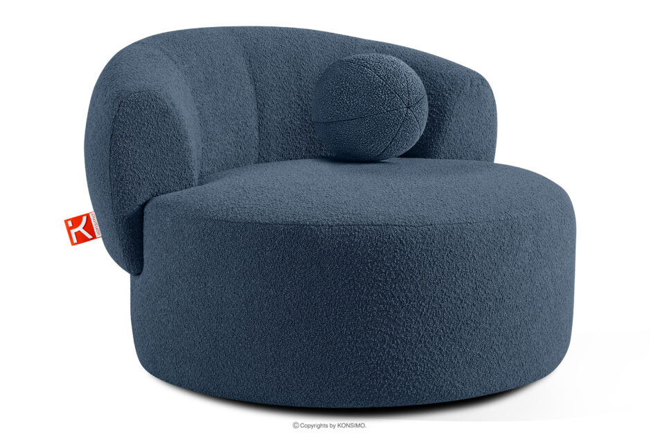 VIRA Fotel japandi boucle granatowy granatowy - zdjęcie 2