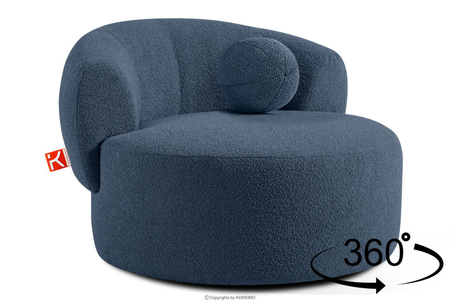 VIRA Fotel japandi boucle granatowy granatowy - zdjęcie 4