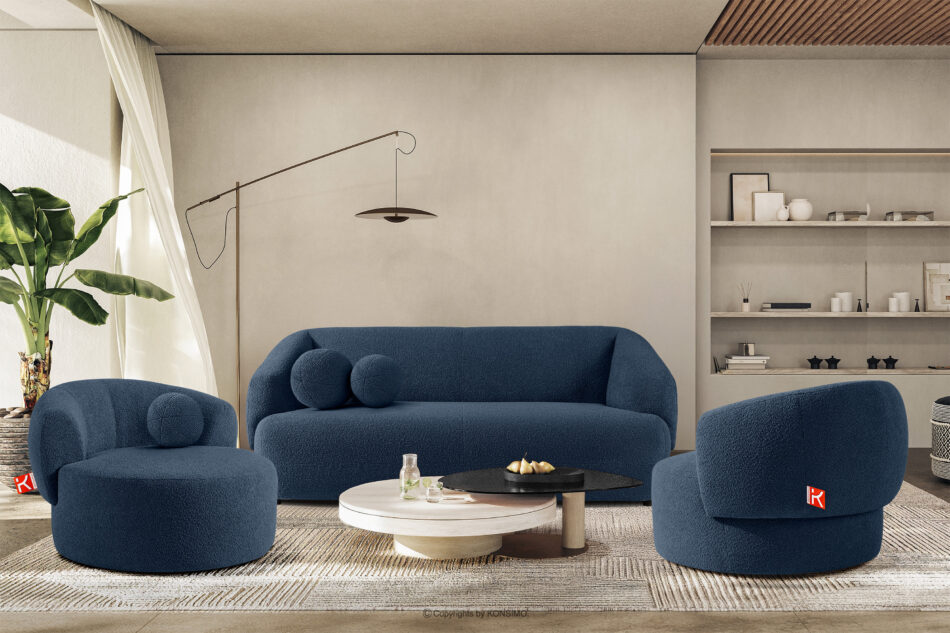 VIRA Fotel japandi boucle granatowy granatowy - zdjęcie 11