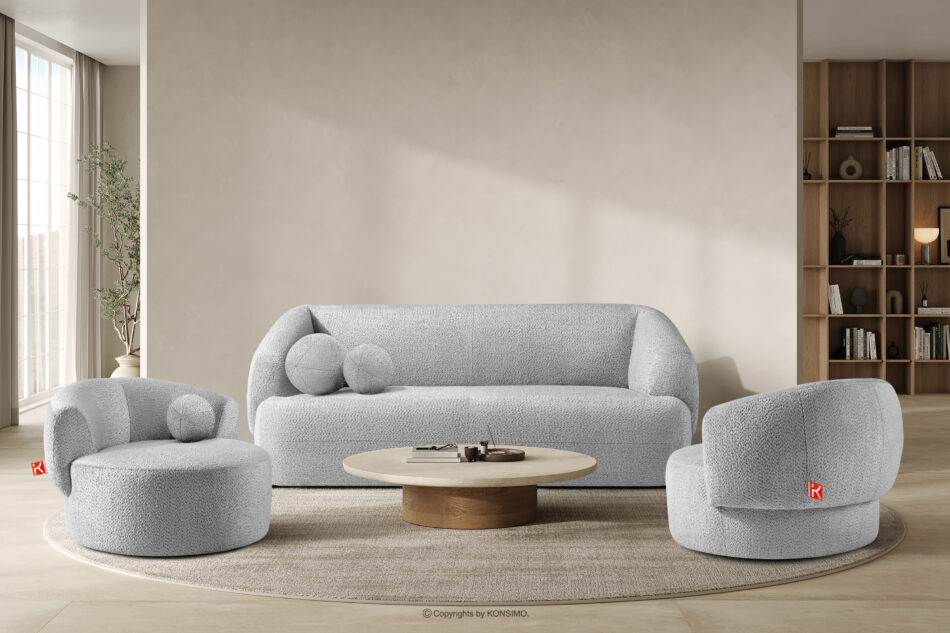 VIRA Sofa do salonu tkanina szenil szary szary - zdjęcie 8