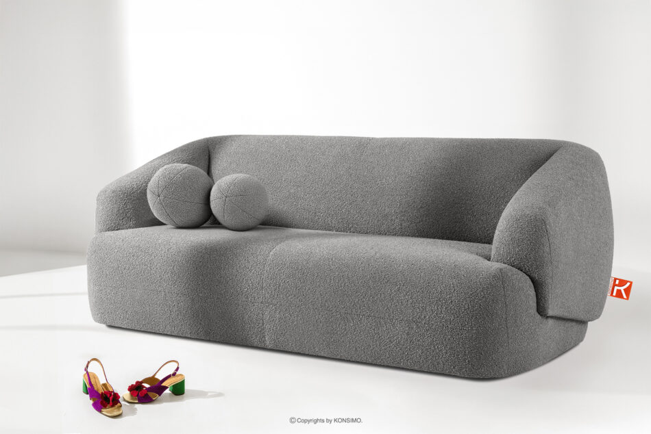 VIRA Sofa japandi tkanina boucle szary szary - zdjęcie 1