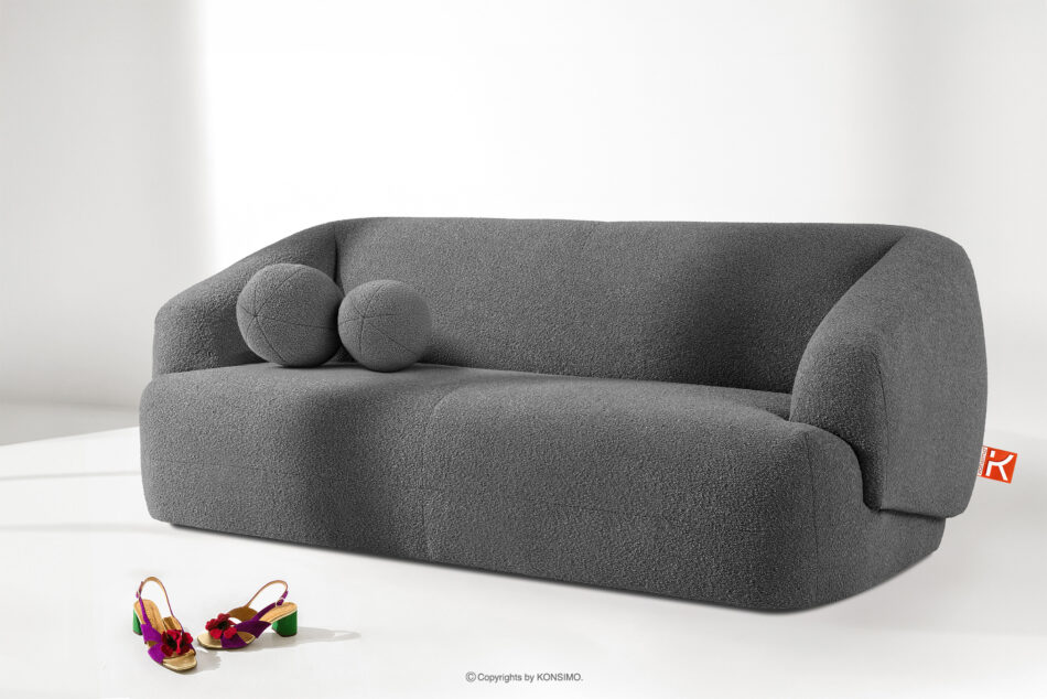 VIRA Sofa boucle w stylu japandi ciemny szary ciemny szary - zdjęcie 1