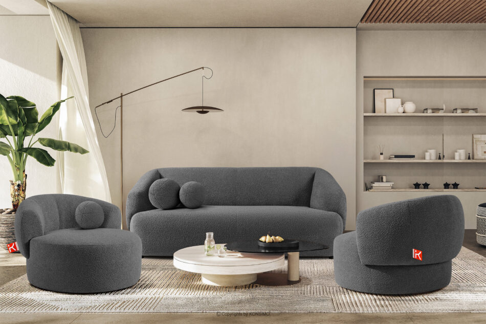 VIRA Sofa boucle w stylu japandi ciemny szary ciemny szary - zdjęcie 8