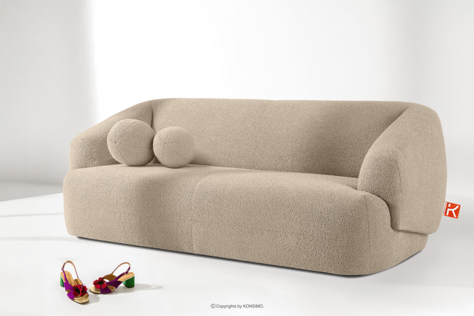 VIRA Sofa japandi tkanina boucle jasny beżowy jasny beżowy - zdjęcie 1