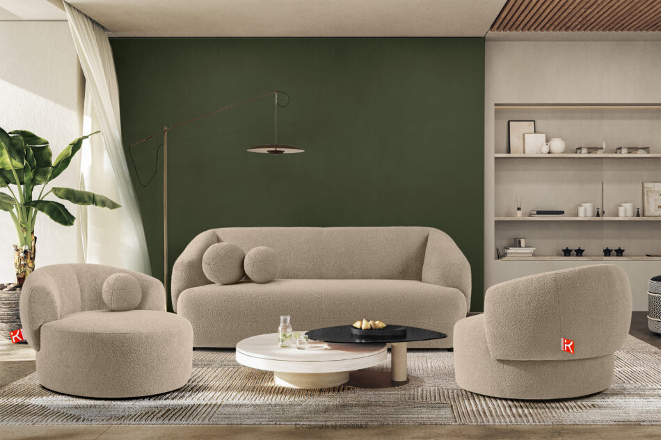 VIRA Sofa japandi tkanina boucle jasny beżowy jasny beżowy - zdjęcie 8