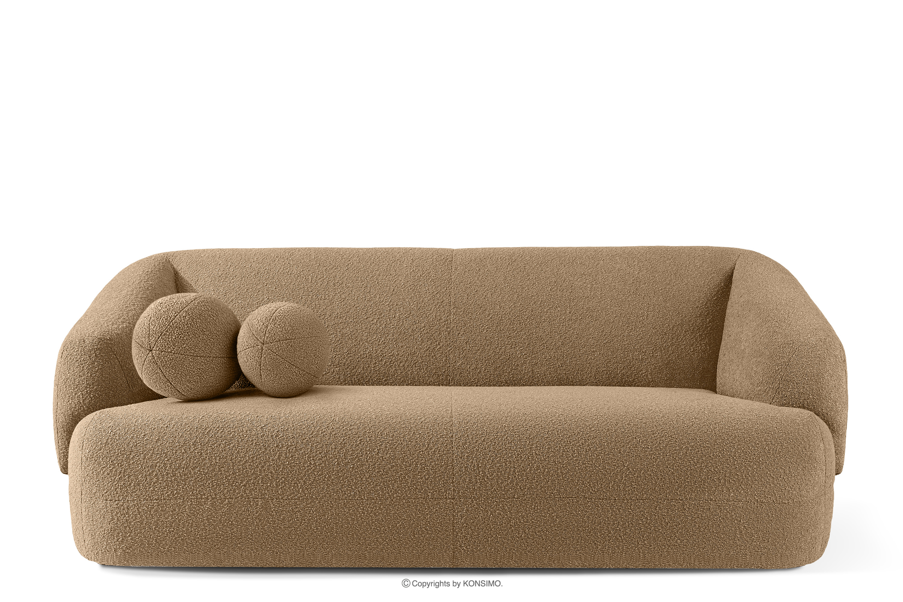 Sofa boucle w stylu japandi ciemny beżowy