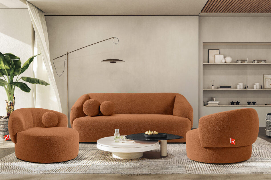 VIRA Sofa boucle w stylu japandi rudy rudy - zdjęcie 8