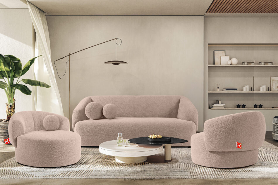 VIRA Sofa japandi tkanina boucle różowy różowy - zdjęcie 8