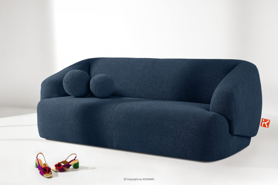 VIRA Sofa boucle w stylu japandi granatowy granatowy - zdjęcie 1