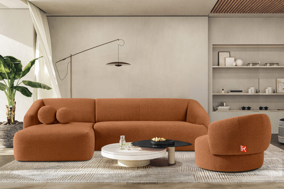 VIRA Narożnik boucle w stylu japandi lewy rudy rudy - zdjęcie 8