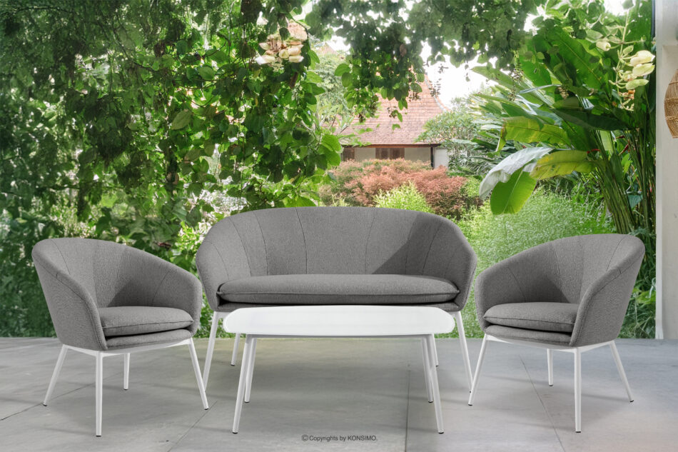 SOLIS Sofa na ogród tkanina wodoodporna szary/biały szary/biały - zdjęcie 8