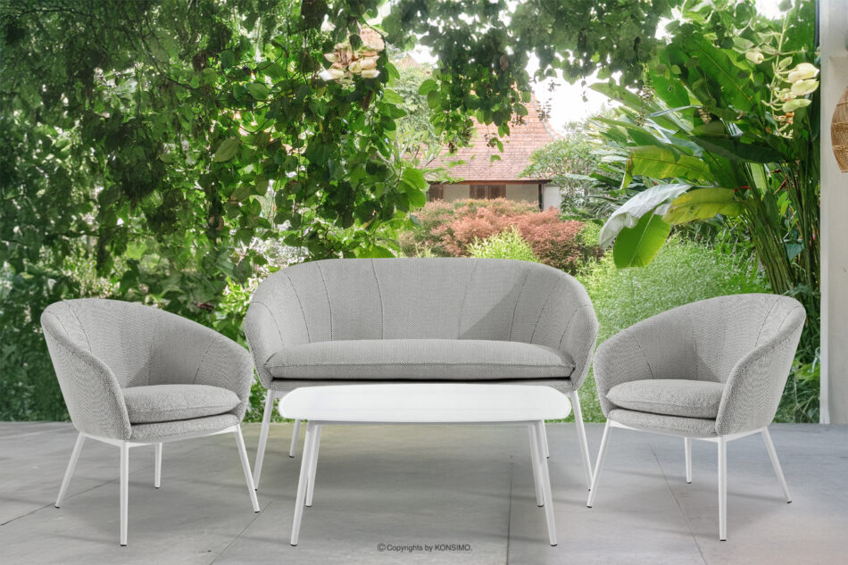 SOLIS Sofa ogrodowy tkanina wodoodporna jasny szary/biały jasny szary/biały - zdjęcie 8