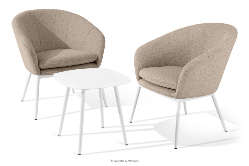 SOLIS Fotele ogrodowe ze stołem jasny brązowy/biały jasny brązowy/biały - zdjęcie 0