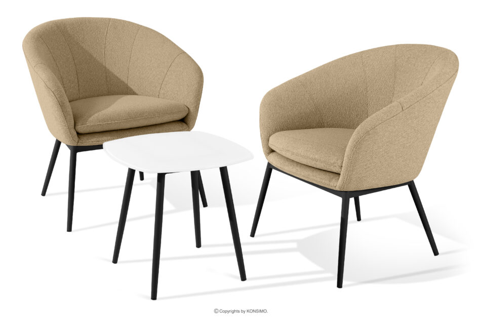 SOLIS Fotele ogrodowe ze stołem ciepły beżowy/czarny ciepły beżowy/czarny - zdjęcie 0