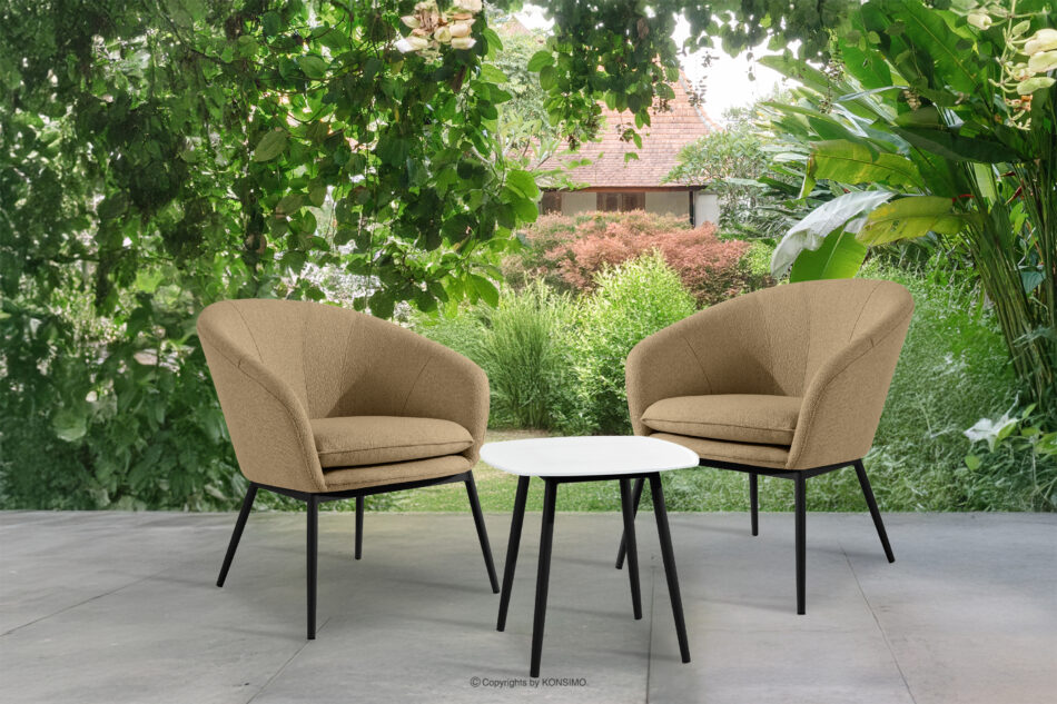 SOLIS Fotele ogrodowe ze stołem ciepły beżowy/czarny ciepły beżowy/czarny - zdjęcie 1