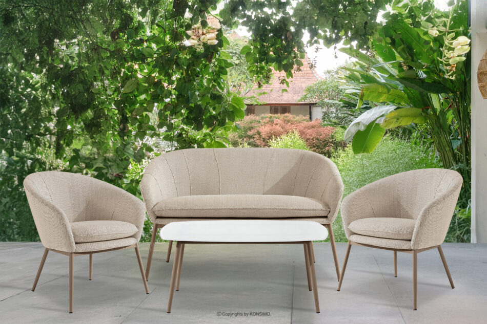 SOLIS Sofa ogrodowy tkanina wodoodporna biały/beżowy biały/beżowy - zdjęcie 8