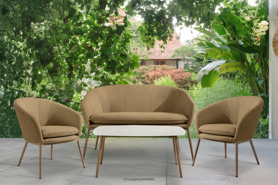 SOLIS Sofa na ogród tkanina wodoodporna ciepły beżowy/beżowy ciepły beżowy/beżowy - zdjęcie 8
