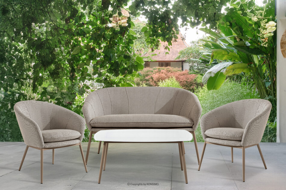 SOLIS Sofa ogrodowy tkanina wodoodporna brązowy/biały/beżowy brązowy/biały/beżowy - zdjęcie 8