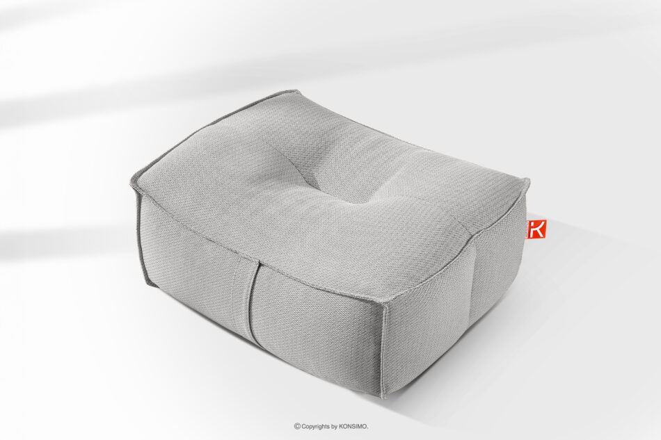 LOVIA Miękka pufa ogrodowa w tkaninie plecionej outdoorowej ciemny szary/biały ciemny szary/biały - zdjęcie 10