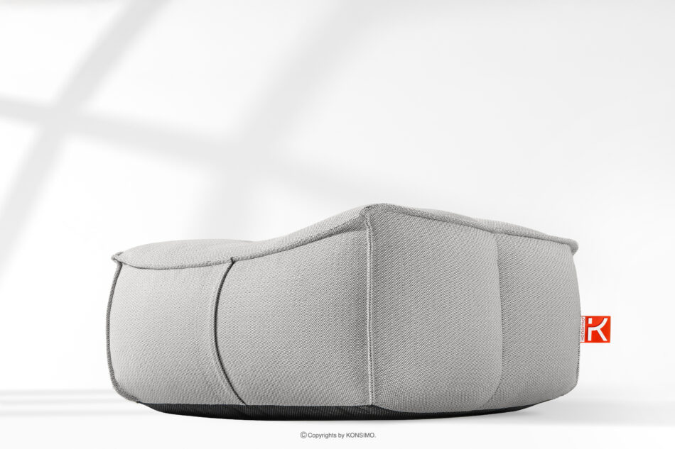 LOVIA Miękka pufa ogrodowa w tkaninie plecionej outdoorowej ciemny szary/biały ciemny szary/biały - zdjęcie 11