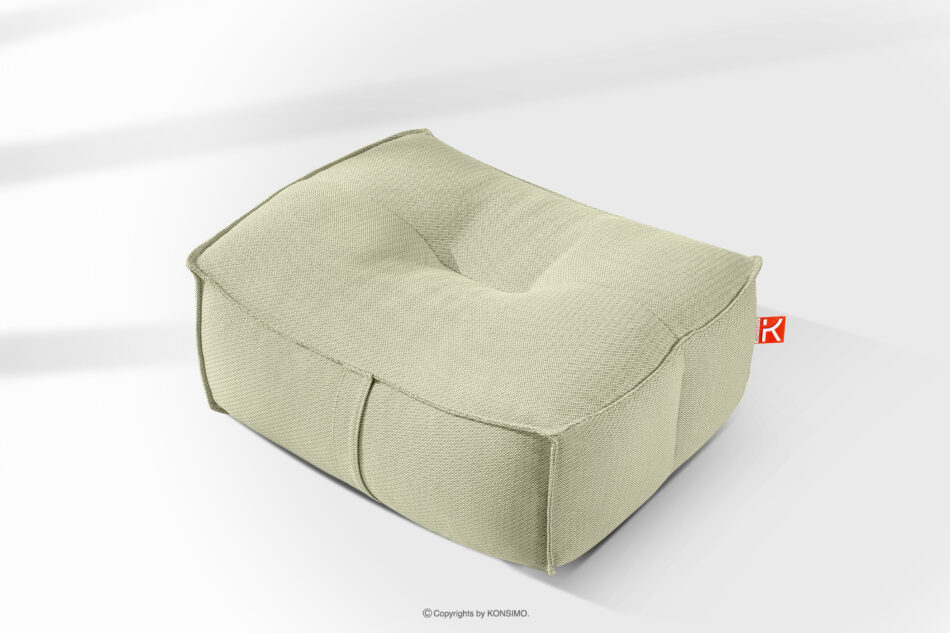 LOVIA Miękka pufa ogrodowa w tkaninie plecionej outdoorowej jasny zielony/biały jasny zielony/biały - zdjęcie 10