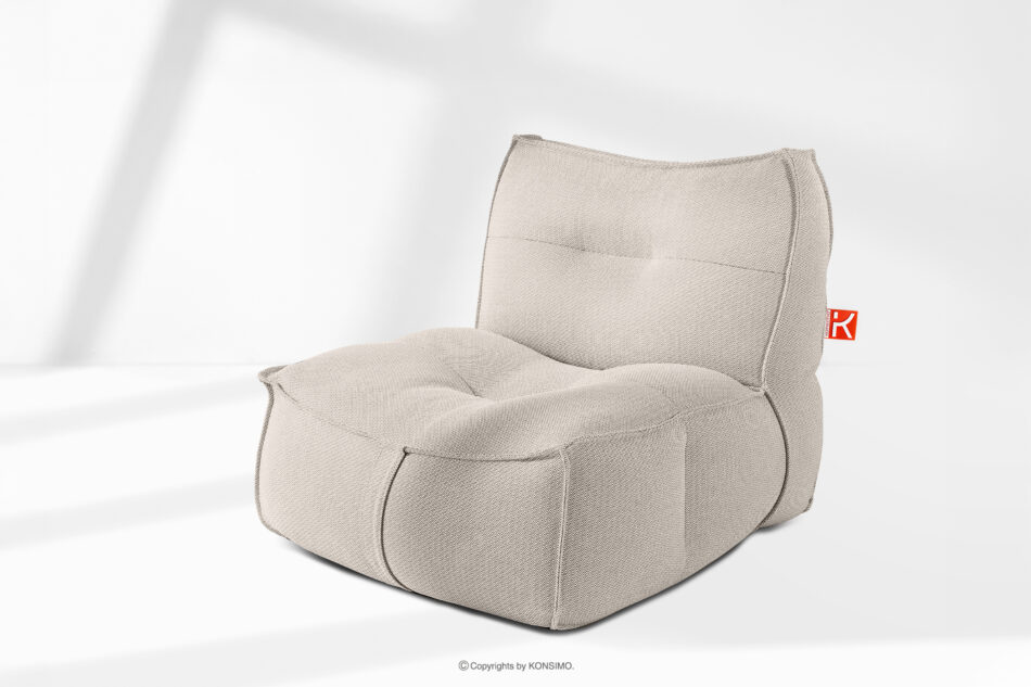 LOVIA Miękki fotel ogrodowy w tkaninie plecionej outdoorowej ciemny beżowy/biały ciemny beżowy/biały - zdjęcie 15