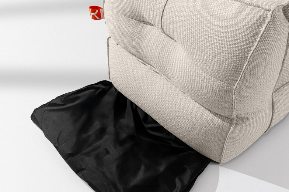 LOVIA Miękka leżanka ogrodowa w tkaninie plecionej outdoorowej ciemny beżowy/biały ciemny beżowy/biały - zdjęcie 10