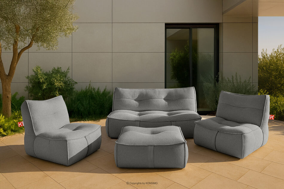 LOVIA Wygodna sofa ogrodowa w tkaninie plecionej outdoorowej czarny/biały czarny/biały - zdjęcie 19