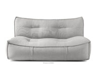 Miękka sofa ogrodowa w tkaninie plecionej outdoorowej ciemny szary/biały