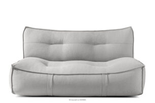 LOVIA, https://konsimo.pl/kolekcja/lovia/ Miękka sofa ogrodowa w tkaninie plecionej outdoorowej ciemny szary/biały ciemny szary/biały - zdjęcie