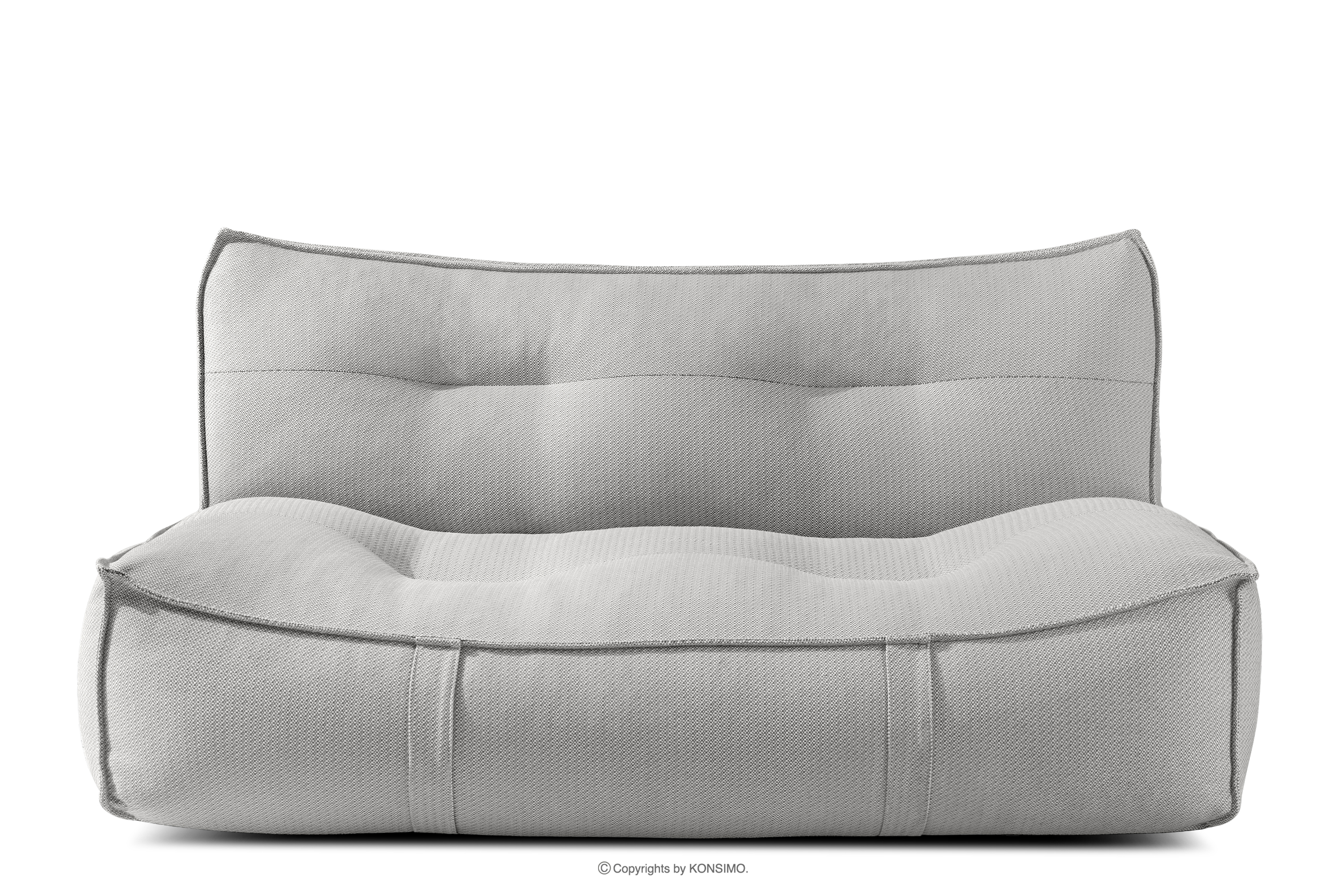 Miękka sofa ogrodowa w tkaninie plecionej outdoorowej ciemny szary/biały LOVIA
