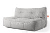LOVIA Miękka sofa ogrodowa w tkaninie plecionej outdoorowej ciemny szary/biały ciemny szary/biały - zdjęcie 4