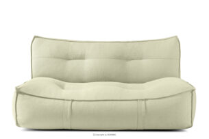 LOVIA, https://konsimo.pl/kolekcja/lovia/ Miękka sofa ogrodowa w tkaninie plecionej outdoorowej jasny zielony/biały jasny zielony/biały - zdjęcie