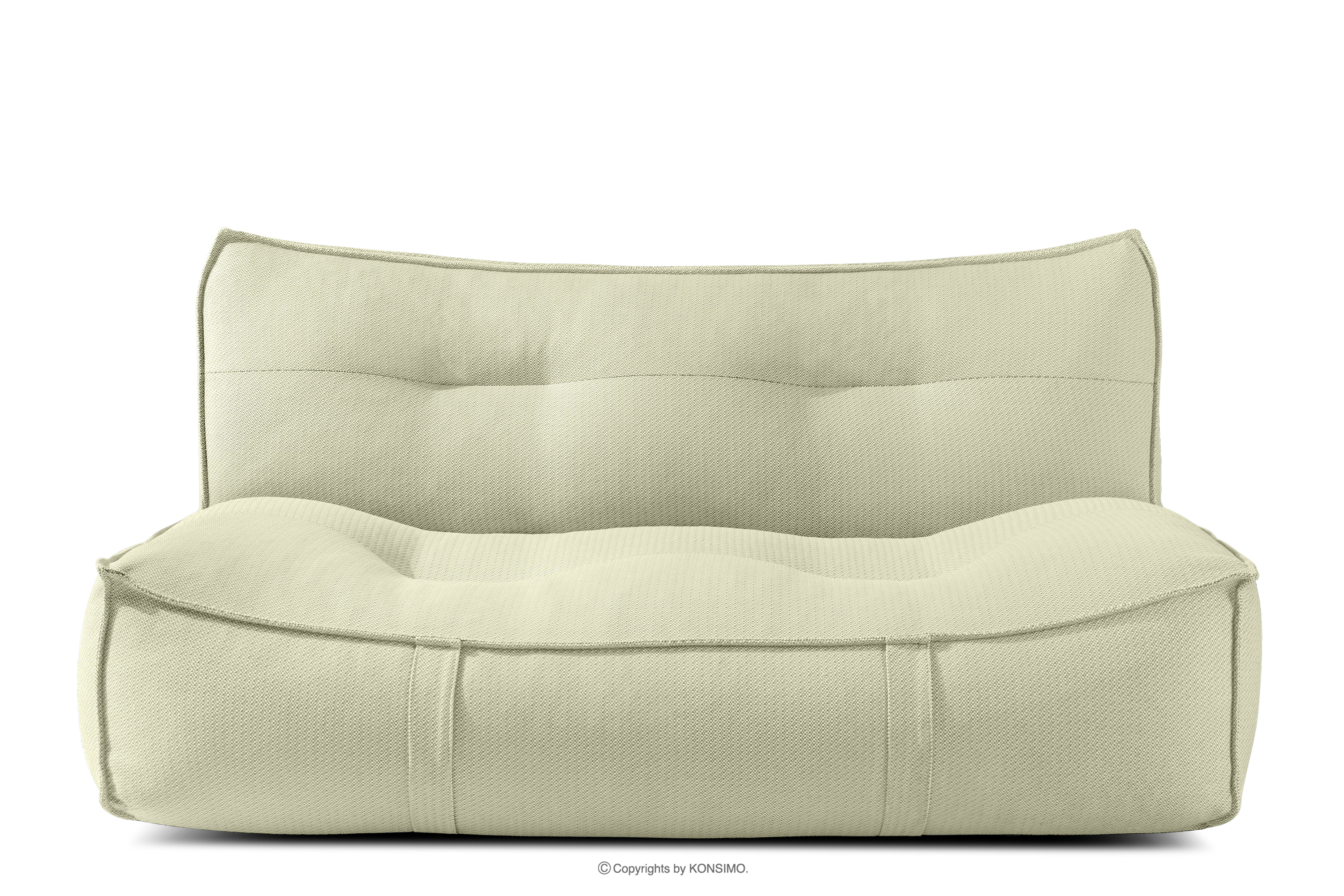 Miękka sofa ogrodowa w tkaninie plecionej outdoorowej jasny zielony/biały LOVIA