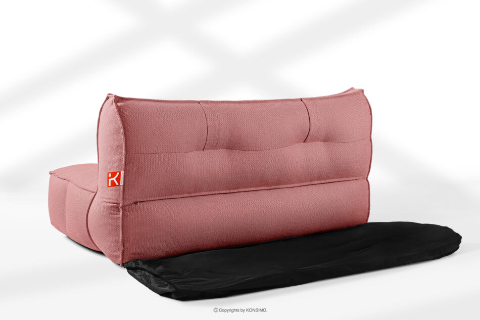 LOVIA Wygodna sofa ogrodowa w tkaninie plecionej outdoorowej czerwony/biały czerwony/biały - zdjęcie 10