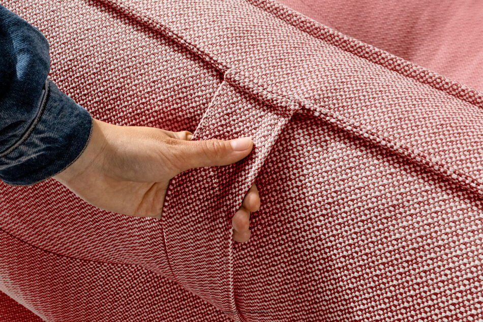 LOVIA Wygodna sofa ogrodowa w tkaninie plecionej outdoorowej czerwony/biały czerwony/biały - zdjęcie 13