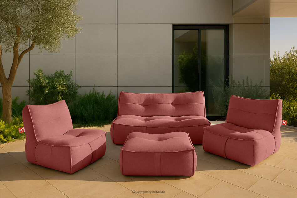LOVIA Wygodna sofa ogrodowa w tkaninie plecionej outdoorowej czerwony/biały czerwony/biały - zdjęcie 19
