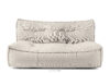 Miękka sofa ogrodowa w tkaninie plecionej outdoorowej ciemny beżowy/biały