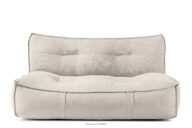 Miękka sofa ogrodowa w tkaninie plecionej outdoorowej ciemny beżowy/biały