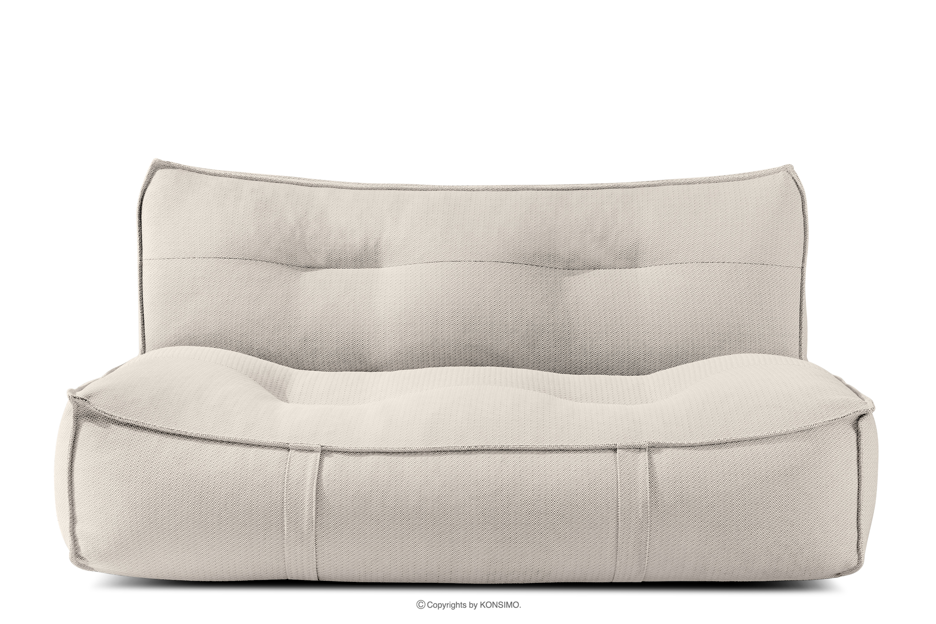 Miękka sofa ogrodowa w tkaninie plecionej outdoorowej ciemny beżowy/biały LOVIA