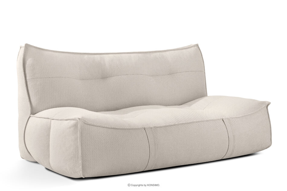 LOVIA Miękka sofa ogrodowa w tkaninie plecionej outdoorowej ciemny beżowy/biały ciemny beżowy/biały - zdjęcie 2