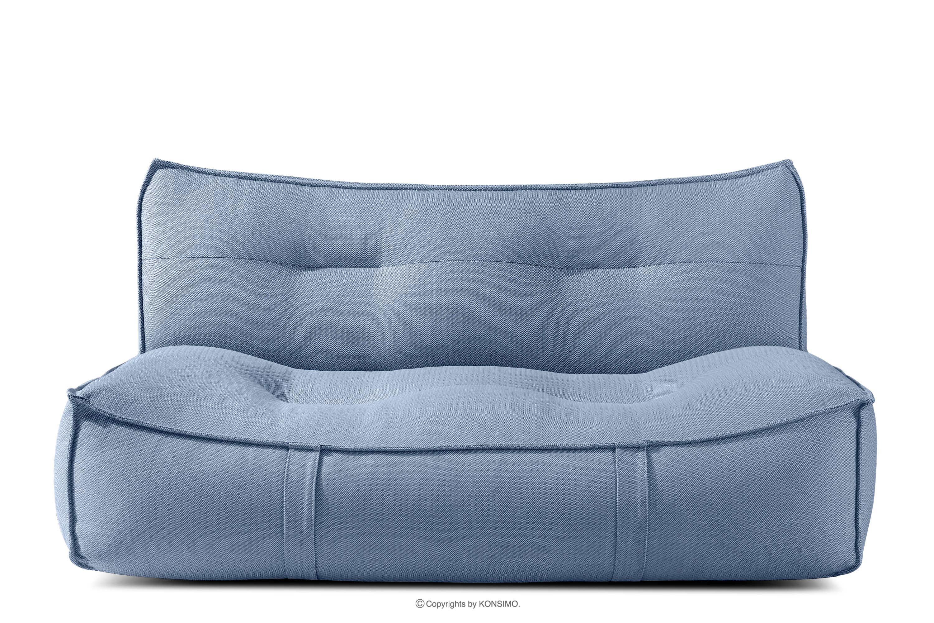 Wygodna sofa ogrodowa w tkaninie plecionej outdoorowej granatowy/biały LOVIA
