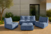 LOVIA Wygodna sofa ogrodowa w tkaninie plecionej outdoorowej granatowy/biały granatowy/biały - zdjęcie 20