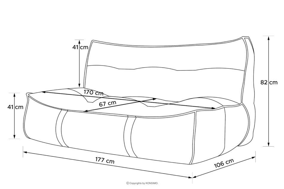 LOVIA Miękka sofa ogrodowa w tkaninie plecionej outdoorowej ciemny szary/biały ciemny szary/biały - zdjęcie 20