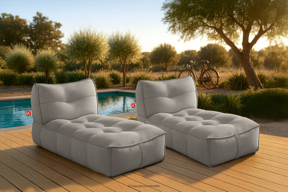 LOVIA Miękka leżanka ogrodowa w tkaninie plecionej outdoorowej 2 szt. ciemny szary/biały ciemny szary/biały - zdjęcie 20